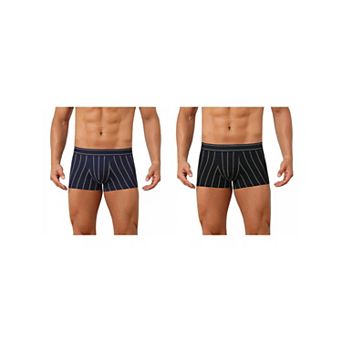 2 Packs Striped Brief for Men's Stretch Waistband Comfortable Mid-Waisted Boxer Underwear