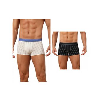 2 Packs Striped Brief for Men's Stretch Waistband Comfortable Mid-Waisted Boxer Underwear