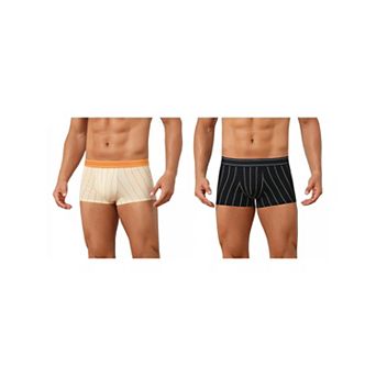 2 Packs Striped Brief for Men's Stretch Waistband Comfortable Mid-Waisted Boxer Underwear