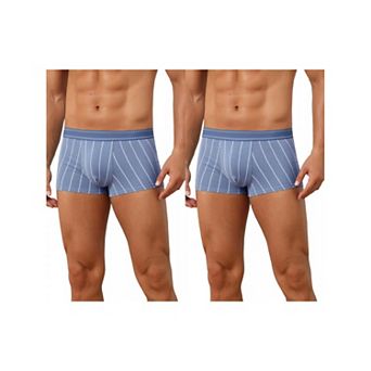 2 Packs Striped Brief for Men's Stretch Waistband Comfortable Mid-Waisted Boxer Underwear
