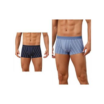 2 Packs Striped Brief for Men's Stretch Waistband Comfortable Mid-Waisted Boxer Underwear