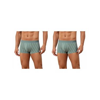2 Packs Striped Brief for Men's Stretch Waistband Comfortable Mid-Waisted Boxer Underwear