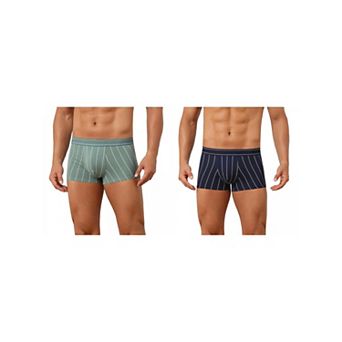 2 Packs Striped Brief for Men's Stretch Waistband Comfortable Mid-Waisted Boxer Underwear