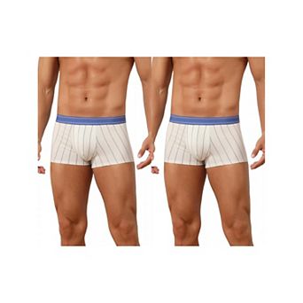 2 Packs Striped Brief for Men's Stretch Waistband Comfortable Mid-Waisted Boxer Underwear