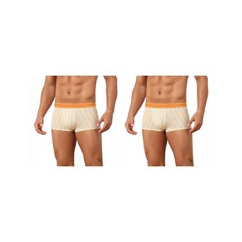 2 Packs Striped Brief for Men's Stretch Waistband Comfortable Mid-Waisted Boxer Underwear