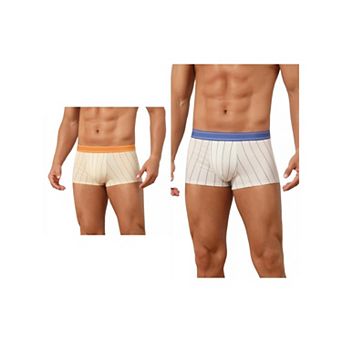 2 Packs Striped Brief for Men's Stretch Waistband Comfortable Mid-Waisted Boxer Underwear