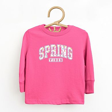 Spring Vibes Varsity - Toddler Long Sleeve Graphic Tee
