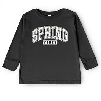 Spring Vibes Varsity - Toddler Long Sleeve Graphic Tee