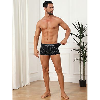 4 Packs Striped Brief for Men's Stretch Waistband Comfortable Mid-Waisted Boxer Underwear