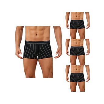 4 Packs Striped Brief for Men's Stretch Waistband Comfortable Mid-Waisted Boxer Underwear