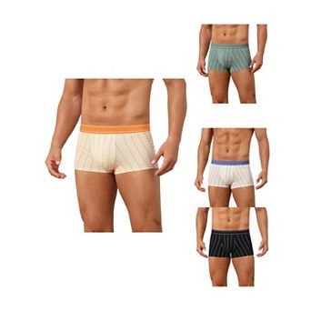 4 Packs Striped Brief for Men's Stretch Waistband Comfortable Mid-Waisted Boxer Underwear