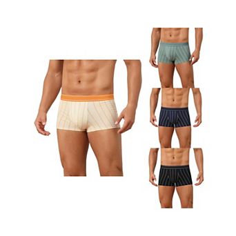 4 Packs Striped Brief for Men's Stretch Waistband Comfortable Mid-Waisted Boxer Underwear