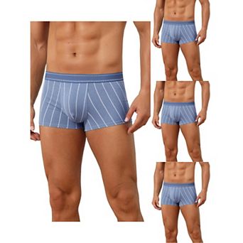 4 Packs Striped Brief for Men's Stretch Waistband Comfortable Mid-Waisted Boxer Underwear