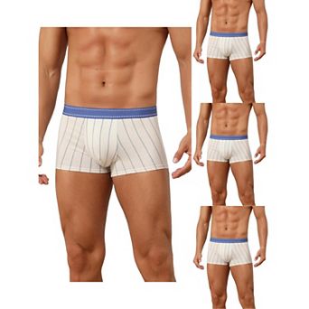 4 Packs Striped Brief for Men's Stretch Waistband Comfortable Mid-Waisted Boxer Underwear