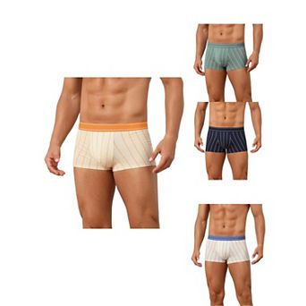 4 Packs Striped Brief for Men's Stretch Waistband Comfortable Mid-Waisted Boxer Underwear