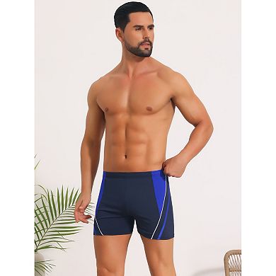 2 Packs Color Block Swimwear Shorts for Men's Adjustable Drawstring Pool Swimming Shorts