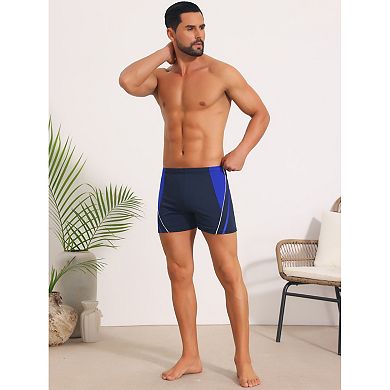 2 Packs Color Block Swimwear Shorts for Men's Adjustable Drawstring Pool Swimming Shorts