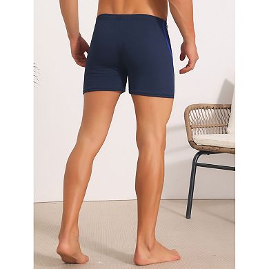 2 Packs Color Block Swimwear Shorts for Men's Adjustable Drawstring Pool Swimming Shorts
