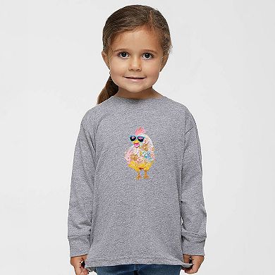 Sunglasses Chick Paint Print - Toddler Long Sleeve Graphic Tee