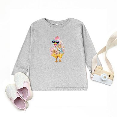Sunglasses Chick Paint Print - Toddler Long Sleeve Graphic Tee