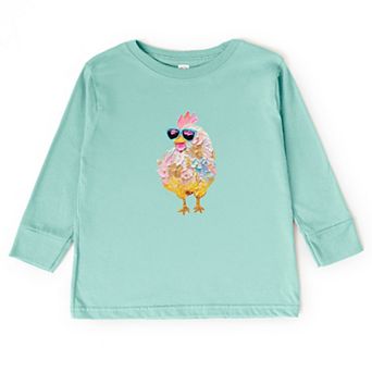 Sunglasses Chick Paint Print - Toddler Long Sleeve Graphic Tee