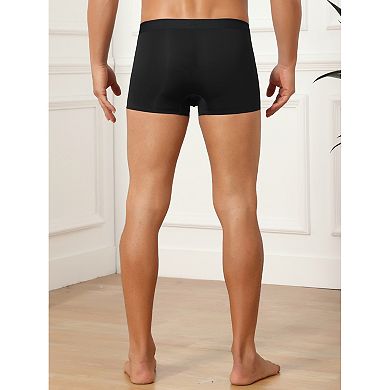 4 Packs Boxer Brief for Men's Solid Color Elastic Waistband Lightweight Breathable Underwear