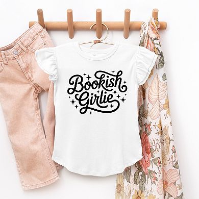 Bookish Girlie Cursive Stars - Flutter Sleeve Graphic T-Shirt