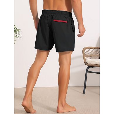 2 Packs Solid Board Shorts for Men's Drawstring Waist Stretch Liner Pool Beach Shorts