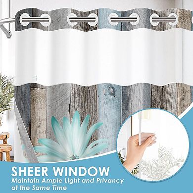 No Hook Rustic Farmhouse Shower Curtain with Snap in Fabric Liner Set, 71x74 Inch