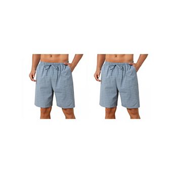 2 Packs Plaid Pajama Shorts for Men's Drawstring Waist Checked Pattern Lounge Sleep Bottom