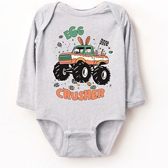 Egg Crusher Monster Truck - Baby Long Sleeve Bodysuit