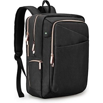 AKSZRI Women's Business Laptop Backpack - USB Port, Fits 15.6" Laptop, Travel & Casual, Black
