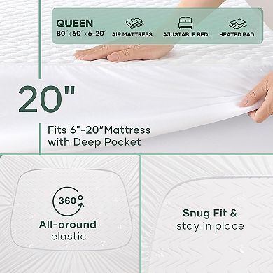 Waterproof Mattress Protector,Queen Size Mattress Soft Pad,Cooling Breathable Fitted Sheets