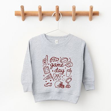 Game Day Football Sketched Collage - Toddler Graphic Sweatshirt