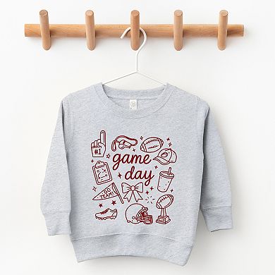 Game Day Football Sketched Collage - Toddler Graphic Sweatshirt