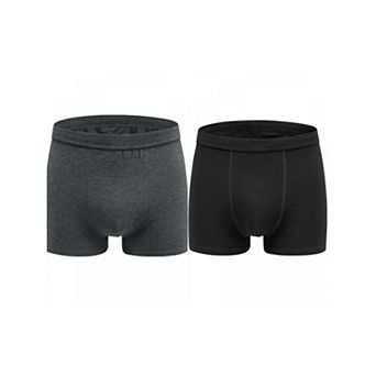 2 Packs Boxer Brief for Men's Big & Tall Stretch Waistband Comfortable Mid-Waisted Underwear