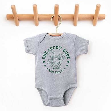 Mini Smiley One Lucky Dude - Baby Short Sleeve Graphic Bodysuit