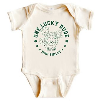 Mini Smiley One Lucky Dude - Baby Short Sleeve Graphic Bodysuit