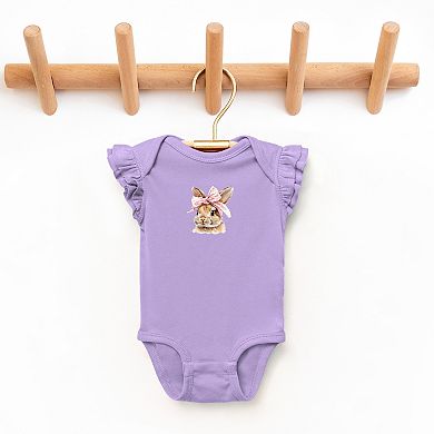 Watercolor Coquette Bunny - Baby Flutter Sleeve Bodysuit