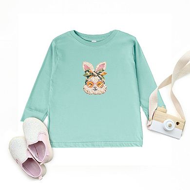 Bunny Face Yarn Print - Toddler Long Sleeve Graphic Tee