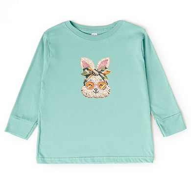Bunny Face Yarn Print - Toddler Long Sleeve Graphic Tee