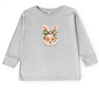 Bunny Face Yarn Print - Toddler Long Sleeve Graphic Tee