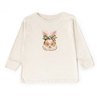 Bunny Face Yarn Print - Toddler Long Sleeve Graphic Tee