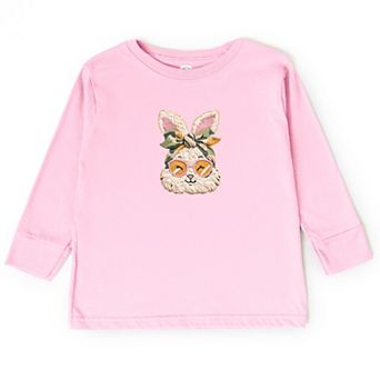 Bunny Face Yarn Print - Toddler Long Sleeve Graphic Tee