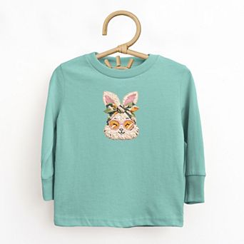 Bunny Face Yarn Print - Toddler Long Sleeve Graphic Tee