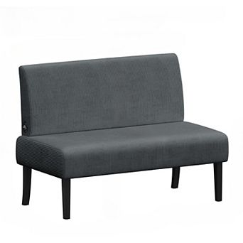 AKSZRI Small 2-Seater Corduroy Loveseat-Armless Sofa for Small Spaces, Easy Assembly, Dark Grey