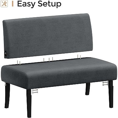 AKSZRI Small 2-Seater Corduroy Loveseat-Armless Sofa for Small Spaces, Easy Assembly, Dark Grey