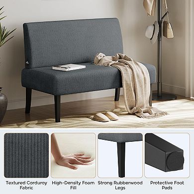 AKSZRI Small 2-Seater Corduroy Loveseat-Armless Sofa for Small Spaces, Easy Assembly, Dark Grey