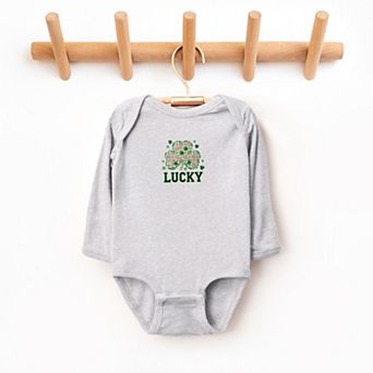 Lucky Varsity Coquette Patchwork Print - Baby Long Sleeve Bodysuit