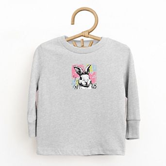Bunny Square Distressed - Toddler Long Sleeve Graphic Tee